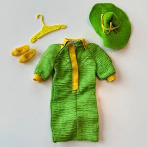 Vintage 1968 Mattel Barbie Snap Dash Outfit #1824 Lime Green Dress Hat